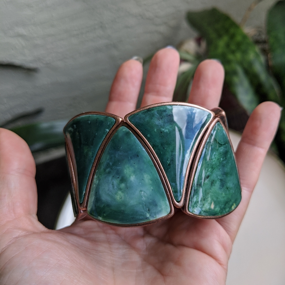 Sue Cox Green Stretch Bracelet Copper Bronze - Picture 12 of 15